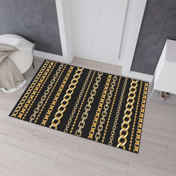 Golden Chains Luxury Personalized Floor Rug with Non-Slip Backing