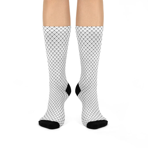 Cozy Plaid Print Crew Socks - Unisex One-Size Comfort Fit