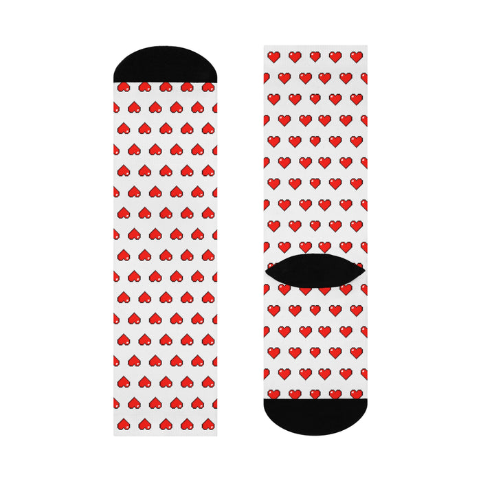 Valentine's Day Chic Crew Socks - Elegant Black Accents