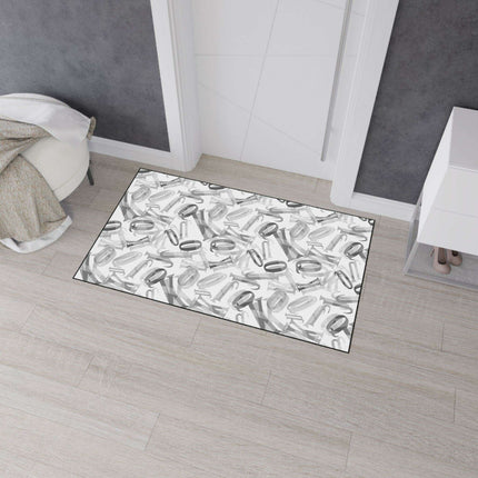 Customizable Monochrome Non-Slip Polyester Floor Mat with Chic Black Border