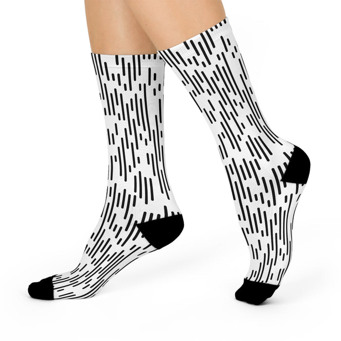 Elegant Monochrome Knit Crew Socks - Stylish Comfort for Everyday Chic