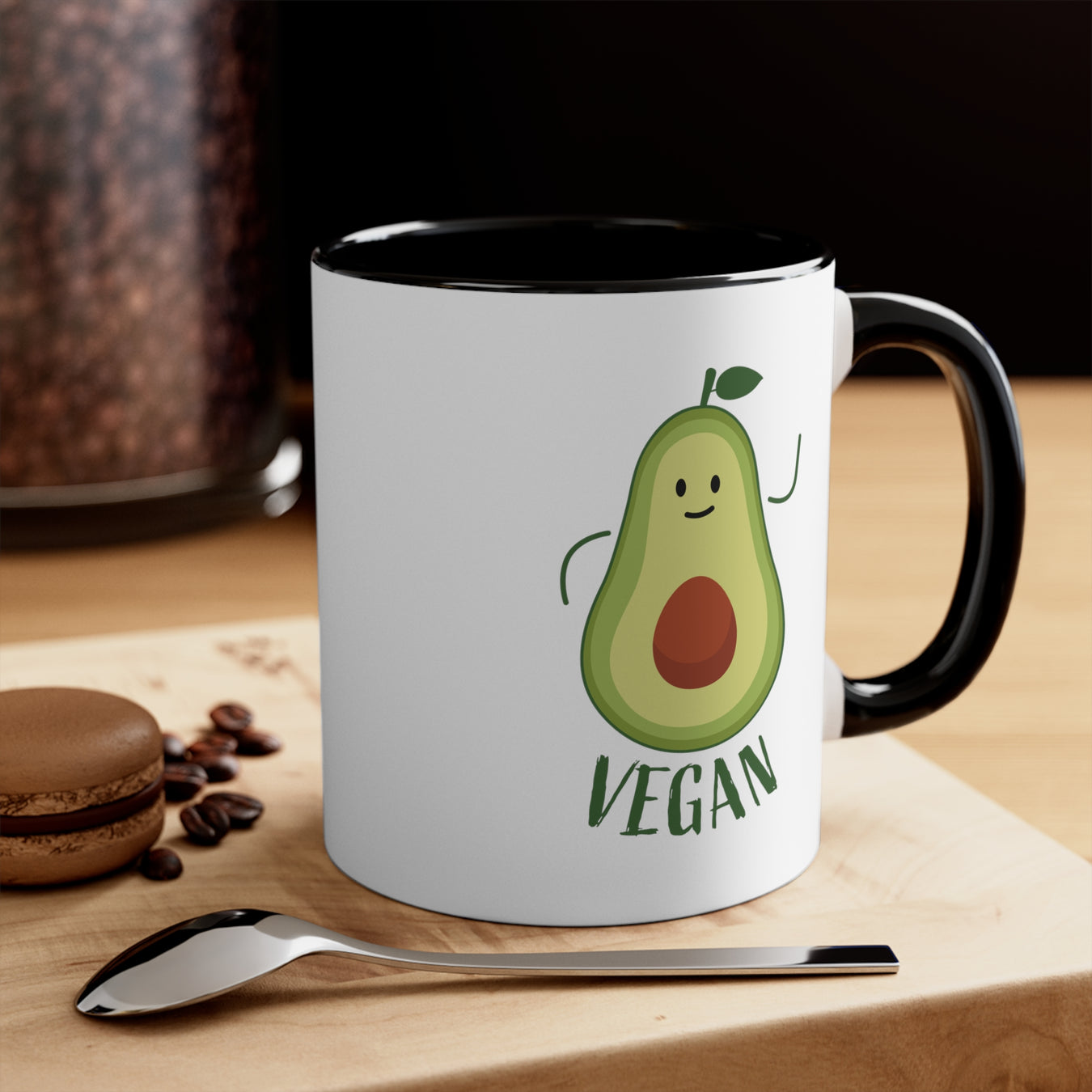 Avocado Vegan Accent Coffee Mug - Custom Two-Tone Design for a Vibrant Morning