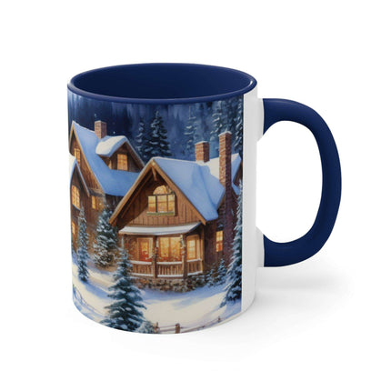 Colorful Holiday Cheer Ceramic Coffee Mug - 11oz Two-Tone Design
