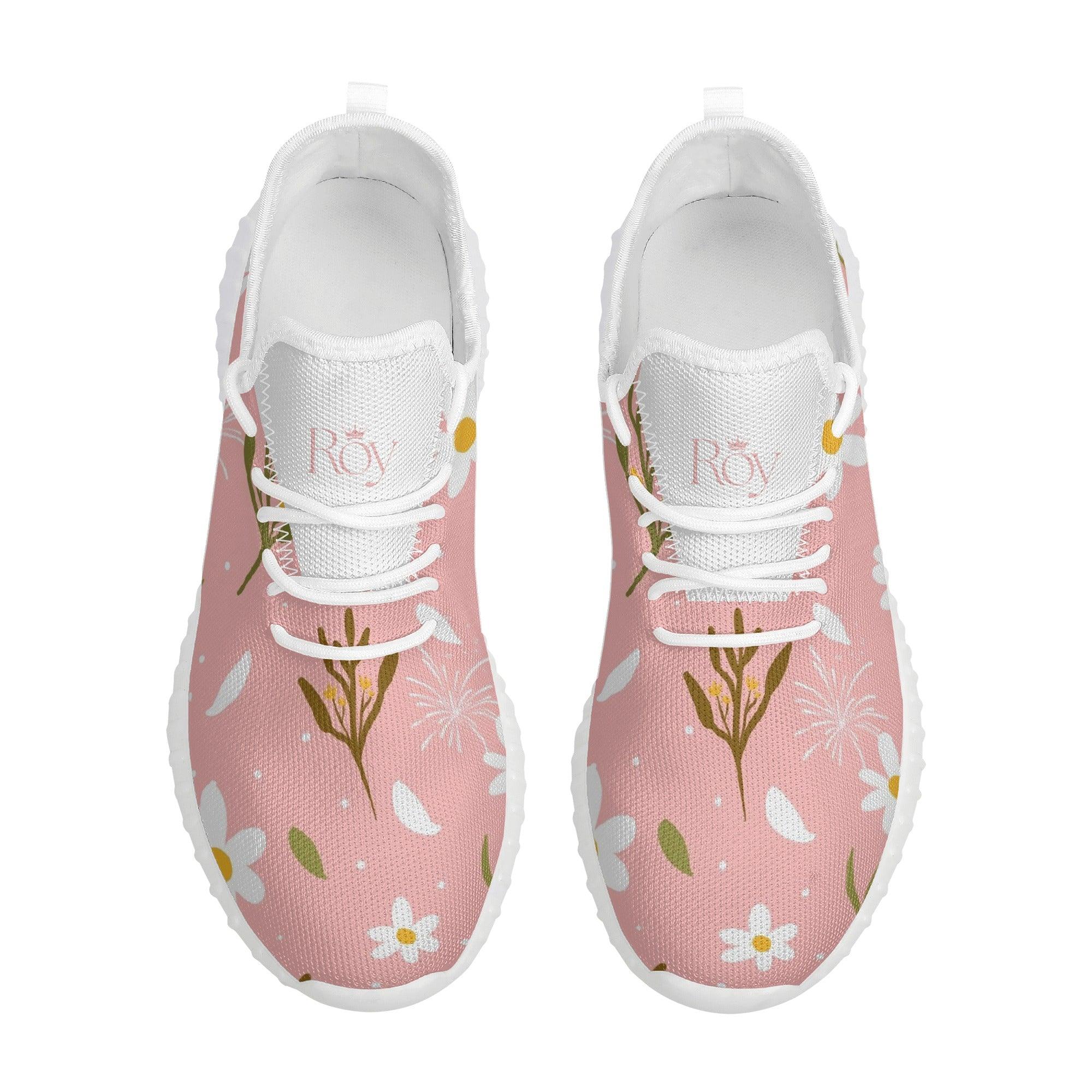 Roy Pink Floral Womens Mesh Knit Sneakers - Stylish & Comfortable