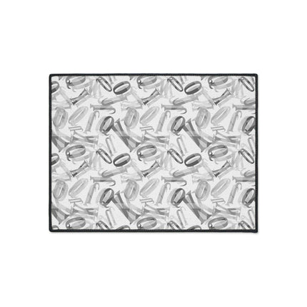 Customizable Monochrome Non-Slip Polyester Floor Mat with Chic Black Border