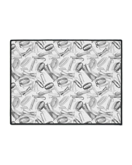 Customizable Monochrome Non-Slip Polyester Floor Mat with Chic Black Border