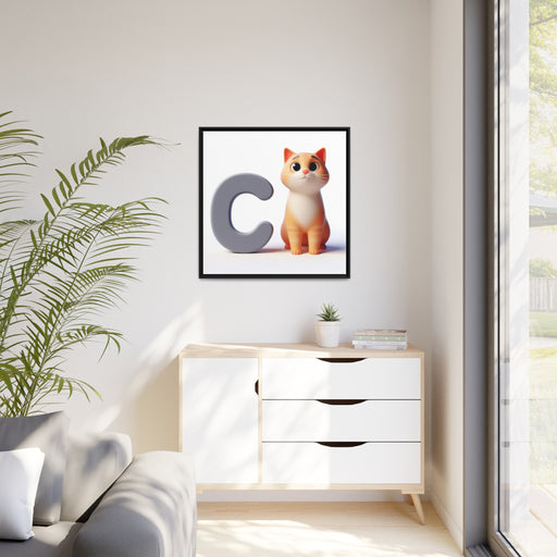 C-cat Alphabet Nursery Matte Canvas - Black Pinewood Frame