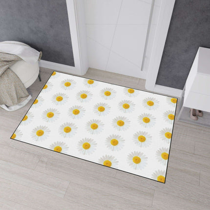 Chic Chamomile Personalized Area Rug with Modern Black Edging and Vibrant Designs