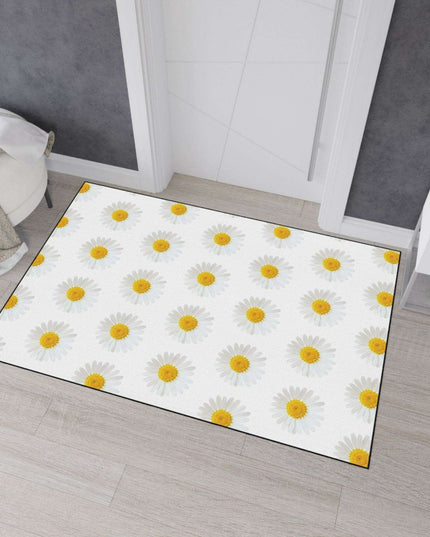 Chic Chamomile Personalized Area Rug with Modern Black Edging and Vibrant Designs