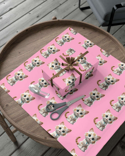 Sustainable Chic Cat-Themed Holiday Gift Wrap Set - Elegant Matte & Satin Choices