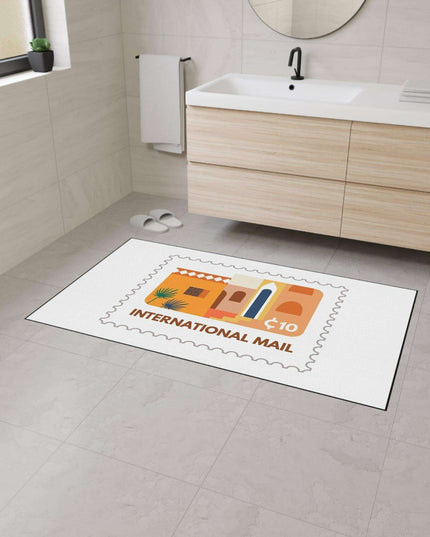 Elegant Vintage Stamp Area Rug with Safety-Enhanced Non-Slip Base