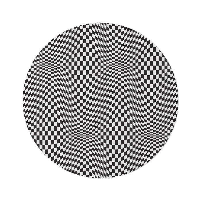 Chic Round Chenille Area Rug - Luxurious 60" Checked Design