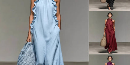 Resort Style Ruffled Halter Neck Sleeveless Maxi Dress - Loose Fit Flattering Flowy Skirt For Party Evening Gown resort-style-ruffled-halter-neck-sleeveless-maxi-dress-loose-fit-flattering-flowy-skirt-for-party-evening-gown Arts, Crafts & Sewing›Art Supplies›Paint