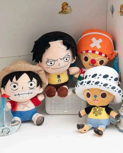 Charming Anime Plush Doll Set - Luffy, Chopper, Ace & Law - 25CM Collectible Figures for Kids and Loved Ones