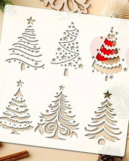 Creative Christmas Stencils Set - Reusable Templates for Festive Tree and Star Crafts