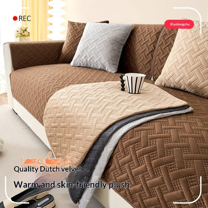 Peekaboo Studio Premium Non-Slip Striped Velvet Sofa Cushion, Stain-Re