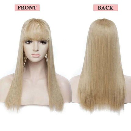 17-Inch Clip-In Synthetic Hair Topper with Silk Base and Bangs for Women - Très Elite