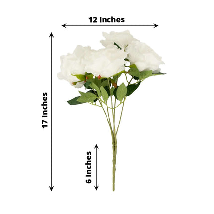AliKopy 17" White Jumbo Silk Rose Bouquet - High Quality, Wedding-Read