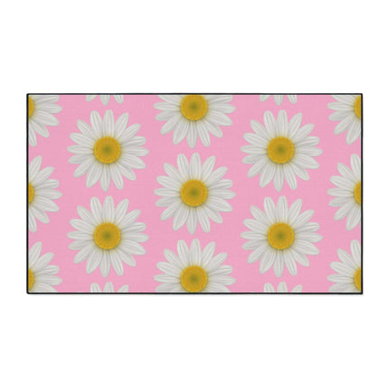 Chic Pink Daisy Personalized Area Rug with Non-Slip Backing - Luxurious Design