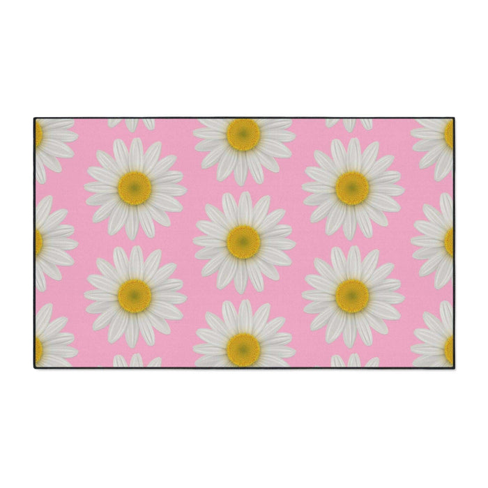 Chic Pink Daisy Personalized Area Rug with Non-Slip Backing - Luxurious Design