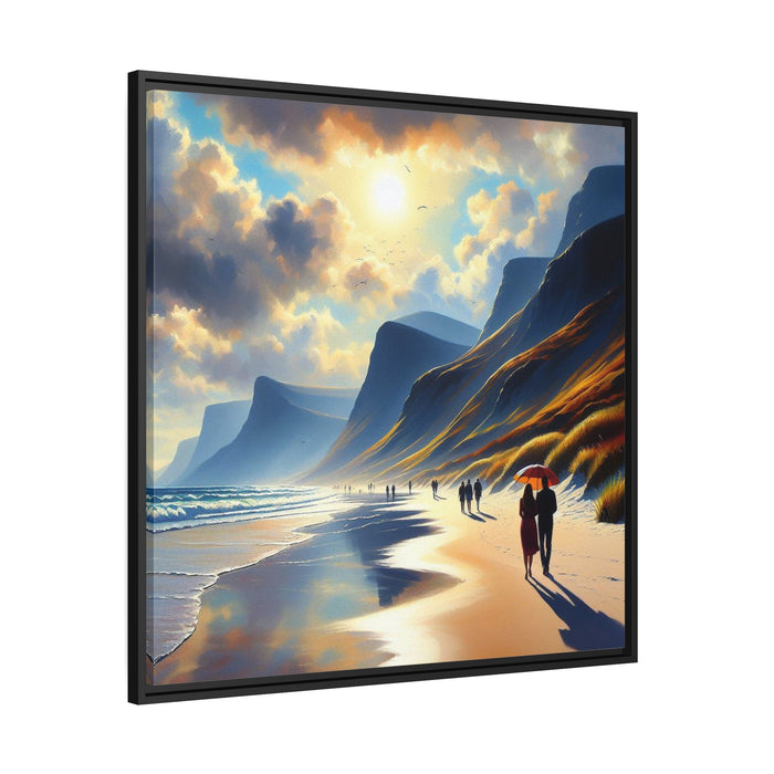 Ocean Oasis Matte Canvas Print in Stylish Black Frame
