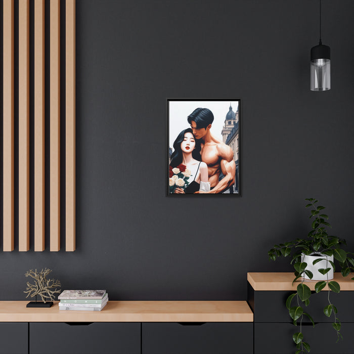 Elegant Matte Canvas Print with Black Pinewood Frame for Valentine's Day