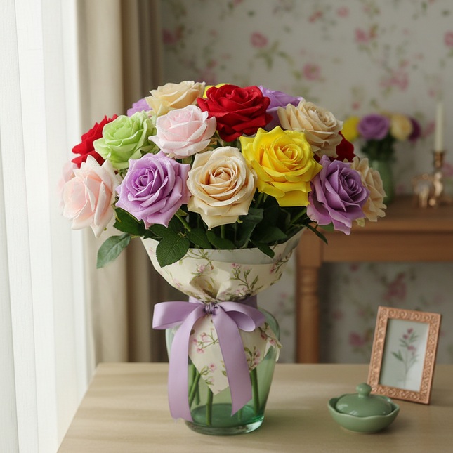 Peekaboo Studio Artificial Rose Flower - Realistic, Long-Lasting Decor