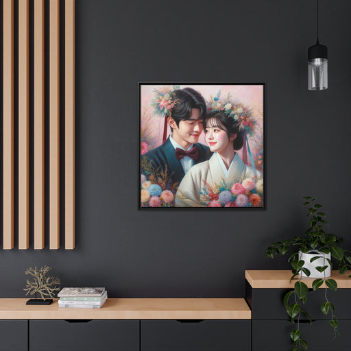 Lovely Couple Valentine Matte Canvas Pinewood Frame