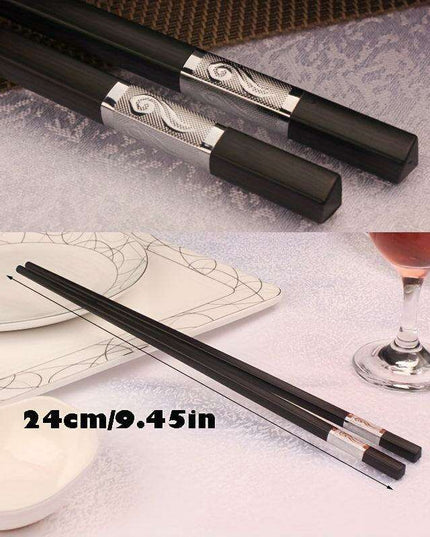 Sophisticated 10-Pair Moire Pattern Alloy Chopsticks Set - Sustainable Reusable Flatware for Authentic Chinese Cuisine
