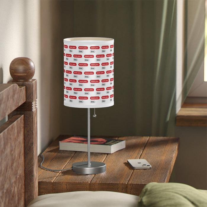 Elite Valentine Love Text Steel Base Table Lamp with Customizable High-Res Printed Shade - Personalized Luxury Lighting Solution