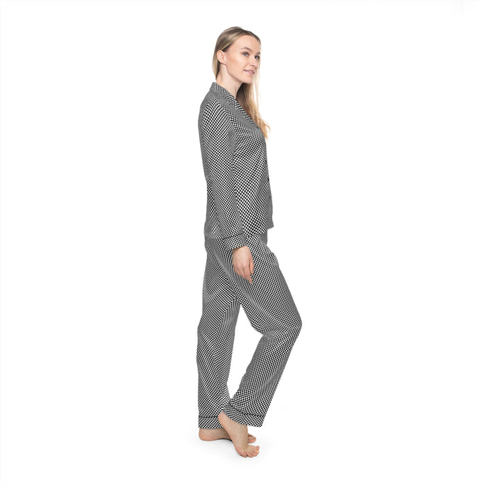 Black and White Checkered Women's Satin Pajamas