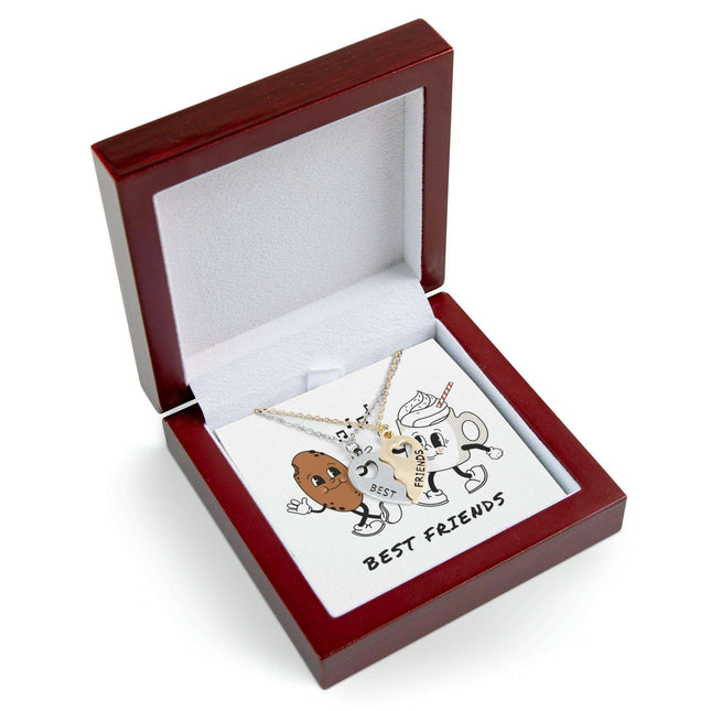Elegant 18K Gold-Plated Best Friends Necklace Set with Personalized Gift Boxes