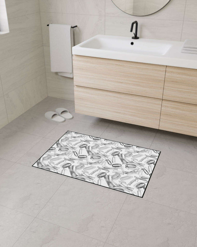 Customizable Monochrome Non-Slip Polyester Floor Mat with Chic Black Border