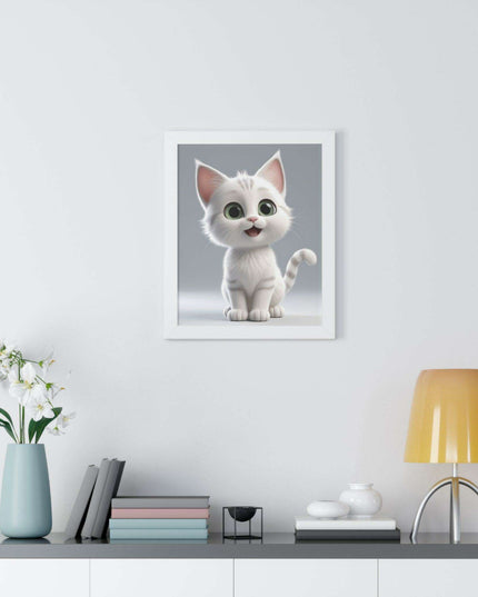 Elegant Feline Vertical Art Poster - Eco-Friendly Framed Design