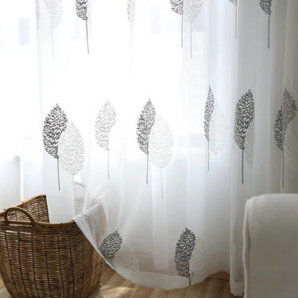 Peekaboo Studio Modern Simple Embroidered Curtain - Light Filtering De