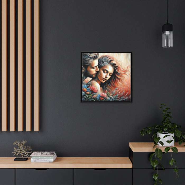 Elegant Matte Black Canvas Print with Pinewood Frame