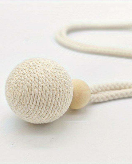 Elegant Adjustable Cotton Curtain Tiebacks with Wooden Accents - 2-Piece Set for Modern Living Spaces, Bedrooms & Offices