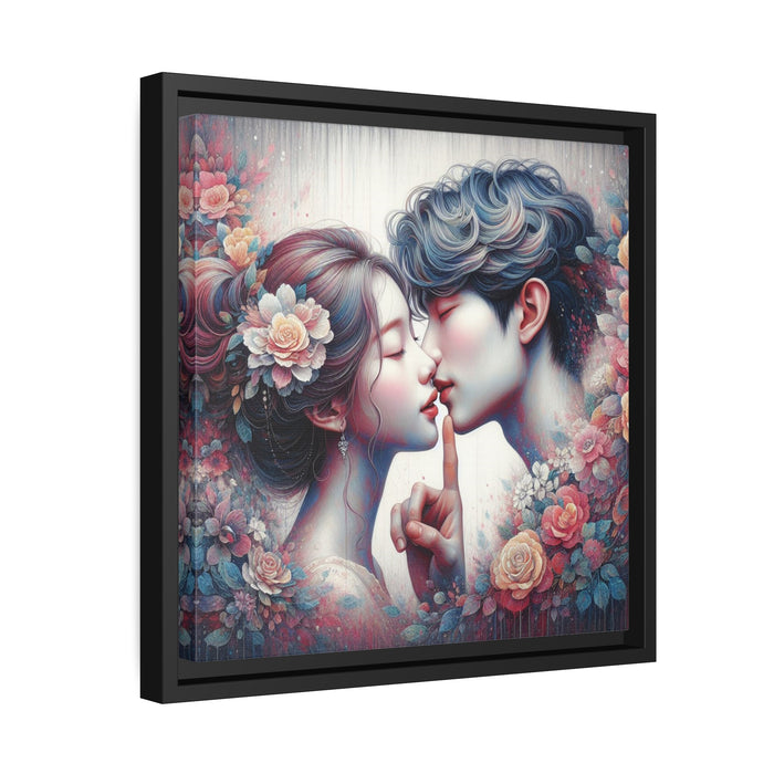 Elegant Black Pinewood Framed Valentine Canvas Print