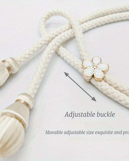 Set of 2 Elegant Cotton Curtain Holdbacks - Chic Woven Rope Design for Home Decoration