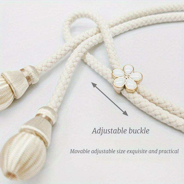 Set of 2 Elegant Cotton Curtain Holdbacks - Chic Woven Rope Design for Home Decoration