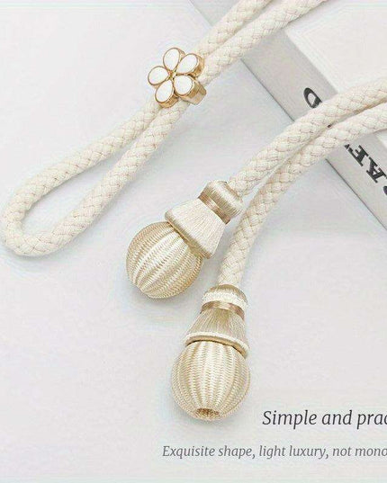 Set of 2 Elegant Cotton Curtain Holdbacks - Chic Woven Rope Design for Home Decoration