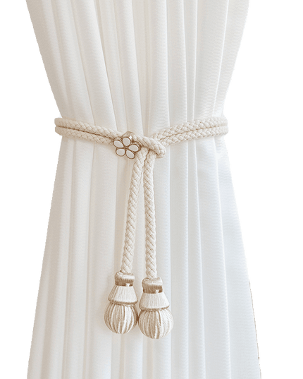 Set of 2 Elegant Cotton Curtain Holdbacks - Chic Woven Rope Design for Home Decoration