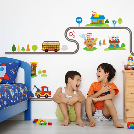 Peekaboo Studio Cartoon Car Wall Sticker - Removable & Easy to Apply