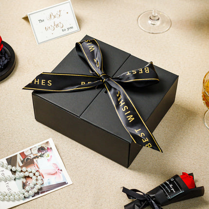 Peekaboo Studio Black Ribbon Double Door Gift Box - Elegant Design, Pr