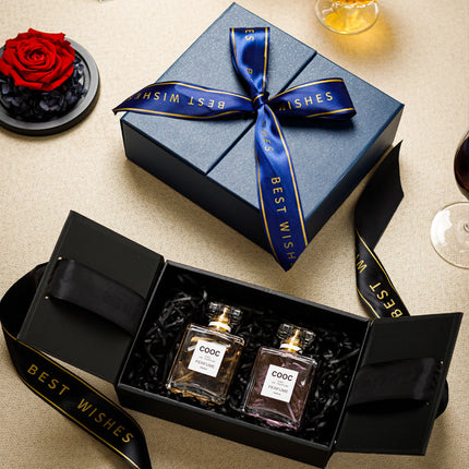 Peekaboo Studio Black Ribbon Double Door Gift Box - Elegant Design, Pr