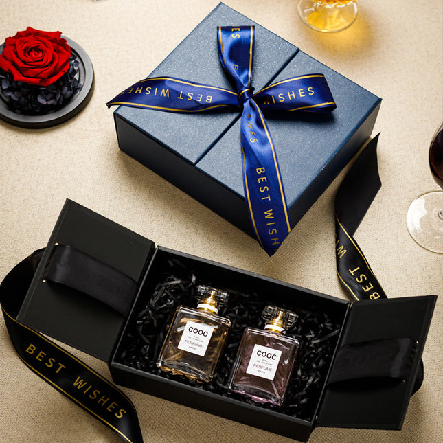 Peekaboo Studio Black Ribbon Double Door Gift Box - Elegant Design, Pr