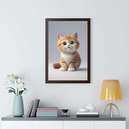 Sustainable Chic Cat Art Framed Print for Eco-Friendly Home Decor