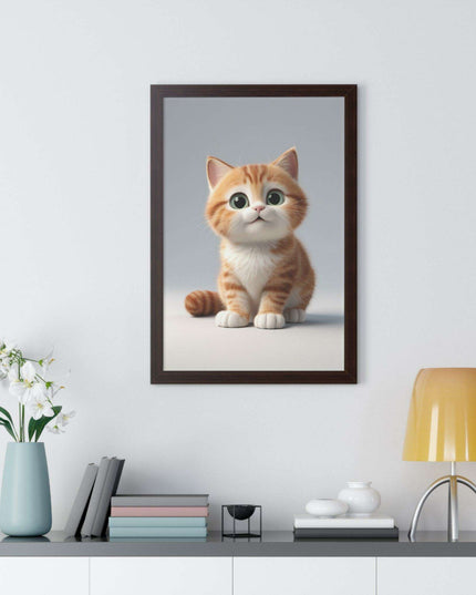 Sustainable Chic Cat Art Framed Print for Eco-Friendly Home Decor