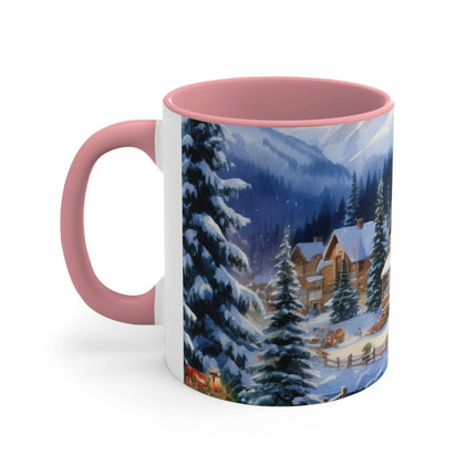 Colorful Holiday Cheer Ceramic Coffee Mug - 11oz Two-Tone Design