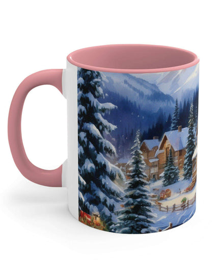 Colorful Holiday Cheer Ceramic Coffee Mug - 11oz Two-Tone Design